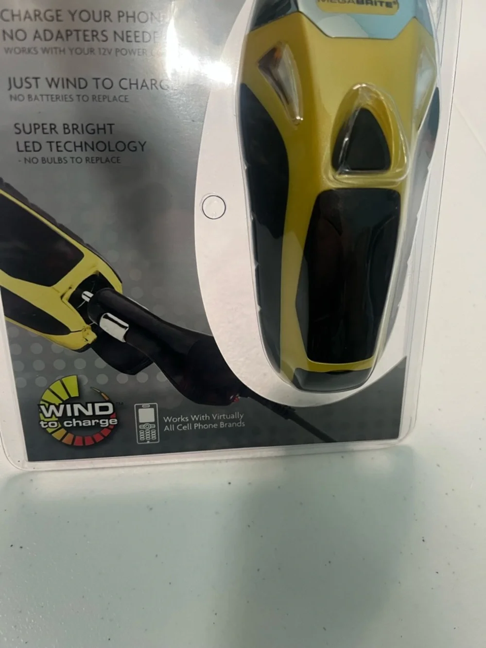 Turbo-Power Self-Powered Cell Phone Charger & LED Flashlight - Yellow